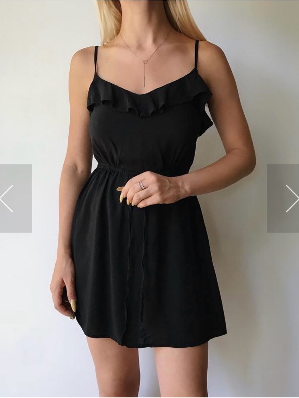 Divided Summer Casual Women's Black Ruffle-Trim Spaghetti Strap Dress, Size 12